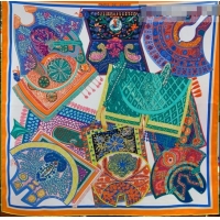 Good Product Hermes Saddle Pad Print Twilly Silk Square Scarf 90x90cm H81714 Orange 2021