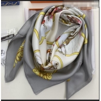 Original Cheap Hermes Princess Hunting Twilly Silk Square Scarf 90x90cm H81803 Grey 2021