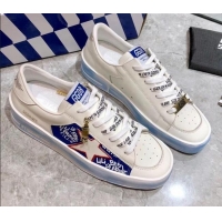 Grade Quality Golden Goose Graffiti White Calfskin Sneaker Blue 051128