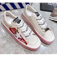 Best Grade Golden Goose Graffiti White Calfskin Sneaker Red  051130