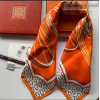 Discount Hermes Phaethon Wheel Twilly Silk Square Scarf 90x90cm H81806 Orange 2021