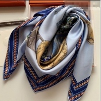 Good Product Hermes Prairie Saddle Twilly Silk Square Scarf 90x90cm H81807 Blue 2021