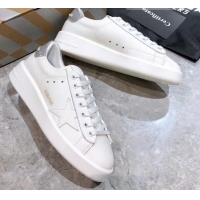 Good Quality Golden Goose Purestar White Calfskin Sneaker Silver 051135