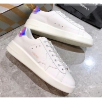 Luxurious Golden Goose Purestar White Calfskin Sneaker Purple 051136