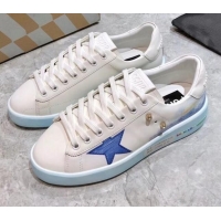 Cheap Price Golden Goose Graffiti White Calfskin Sneaker Blue 051139