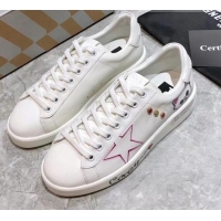 Sophisticated Golden Goose Graffiti White Calfskin Sneaker Pink 051141