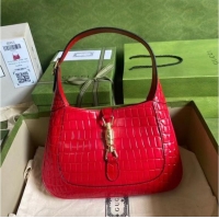 Inexpensive Gucci Jackie 1961 crocodile small shoulder bag 636709 red