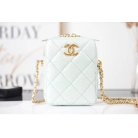 Cheapest Chanel mini Shoulder Bag Grained Calfskin AS2857 light green