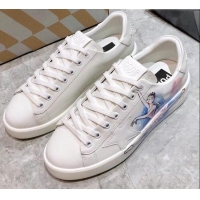 Perfect Golden Goose Graffiti White Calfskin Sneaker Blue 051144