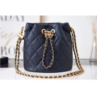 Promotional Chanel Drawstring Bag Grained Calfskin & Gold Metal AS2859 black