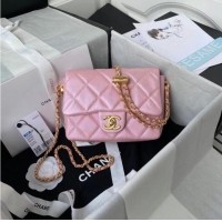 Luxury Classic Chanel Flap Shoulder Bag Grained Calfskin AS2855 pearl pink