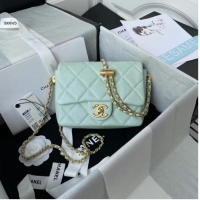 Low Price Chanel Flap Shoulder Bag Grained Calfskin AS2855 pearl light green