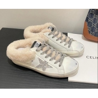 Perfect Golden Goose GGDB Super-Star Calfskin and Shearling Sneakers Mules 092201 White