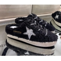 Best Design Golden Goose GGDB Super-Star Sequins & Shearling Sneakers Mules 1025075 Silver/Black