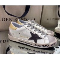 Low Price Golden Goose Super-Star Sneakers in White Leather and Black Star 027053