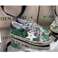 Top Quality Golden Goose Super-Star Sneakers in Green Snake Pattern Leather with White Star 027054