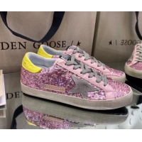 Top Quality Golden Goose Super-Star Sneakers in Pink Sequins with Grey Star 027055