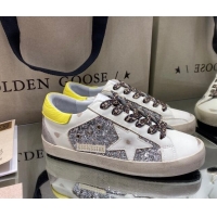 Super Quality Golden Goose Super-Star Sneakers in Silver Glitter and White Leather 027057