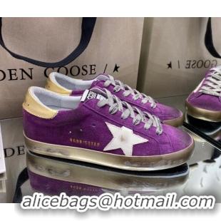 Perfect Golden Goose Super-Star Sneakers in Purple Suede with White Star 027061