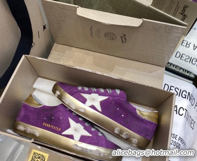 Perfect Golden Goose Super-Star Sneakers in Purple Suede with White Star 027061