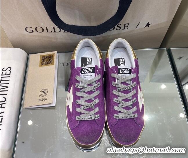 Perfect Golden Goose Super-Star Sneakers in Purple Suede with White Star 027061