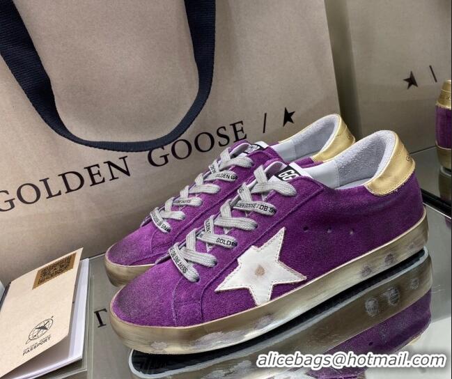 Perfect Golden Goose Super-Star Sneakers in Purple Suede with White Star 027061