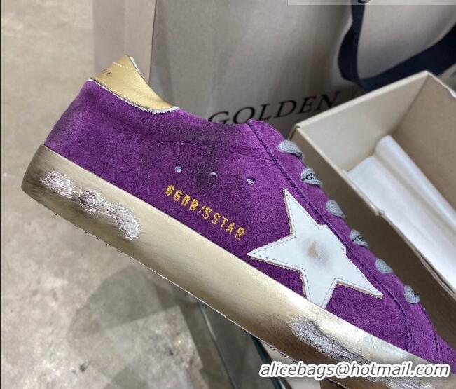 Perfect Golden Goose Super-Star Sneakers in Purple Suede with White Star 027061