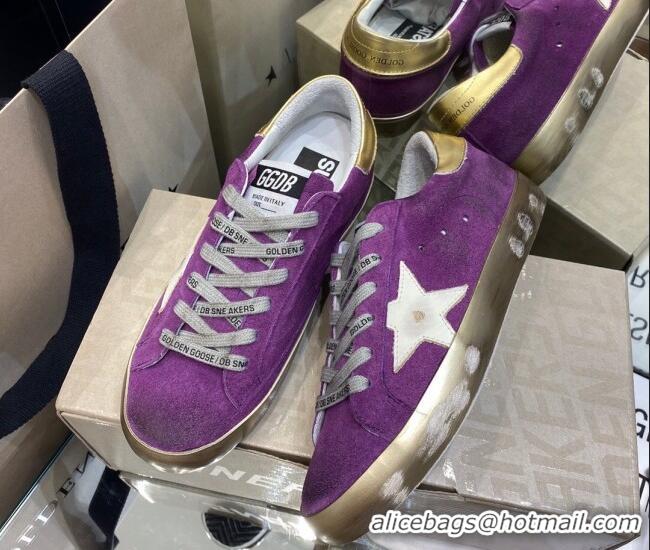 Perfect Golden Goose Super-Star Sneakers in Purple Suede with White Star 027061