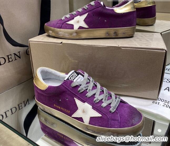 Perfect Golden Goose Super-Star Sneakers in Purple Suede with White Star 027061