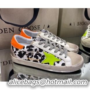 Low Cost Golden Goose Super-Star Sneakers in White Leopard Print Canvas 027062