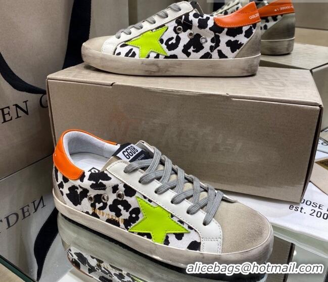 Low Cost Golden Goose Super-Star Sneakers in White Leopard Print Canvas 027062