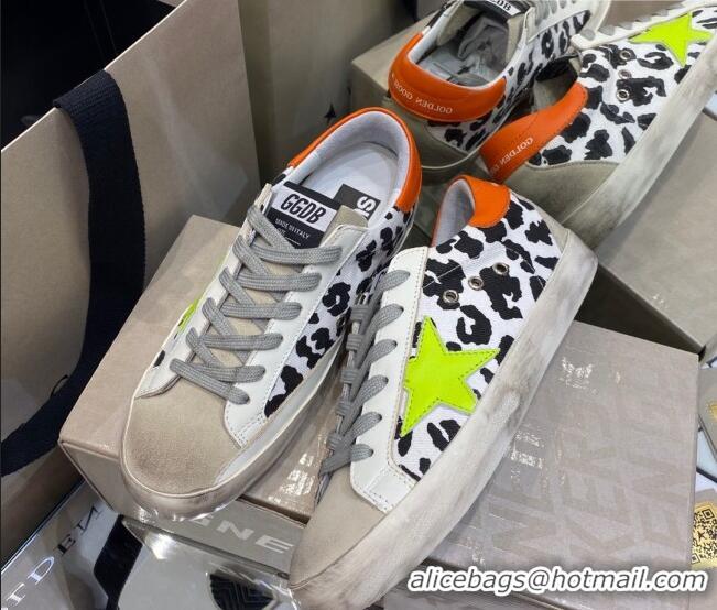 Low Cost Golden Goose Super-Star Sneakers in White Leopard Print Canvas 027062