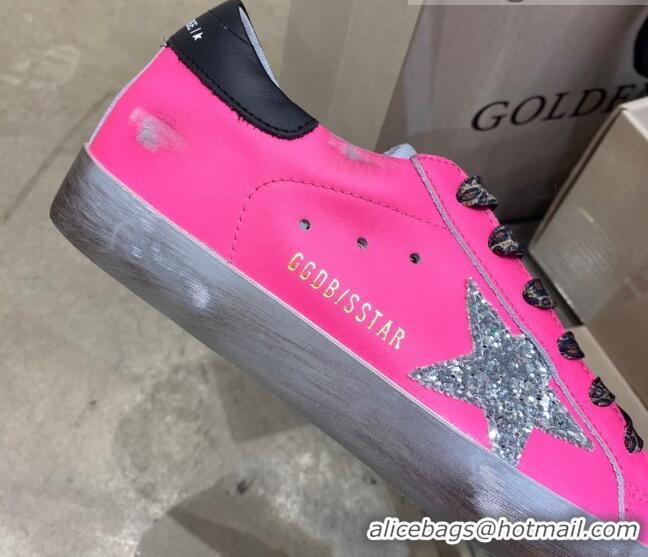 Top Quality Golden Goose Super-Star Sneakers in Rosy Leather with Silver Glitter Star 027067