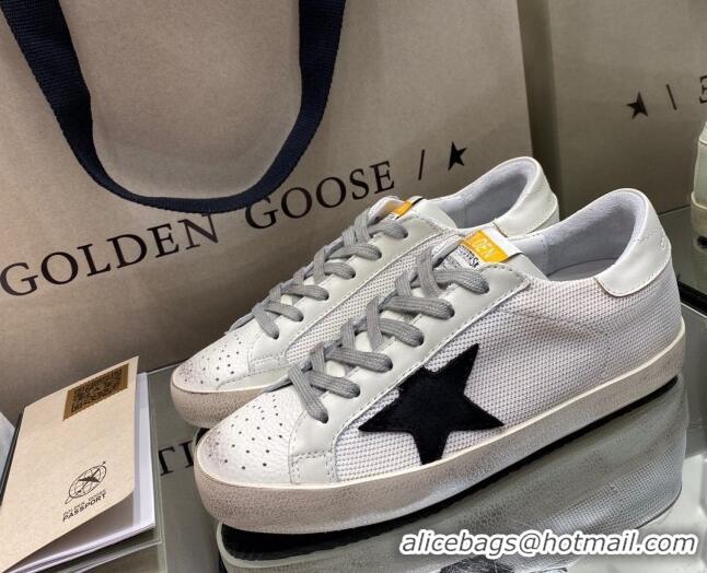 Best Price Golden Goose Super-Star Sneakers in White Canvas with Black Suede Star 027068