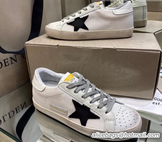 Best Price Golden Goose Super-Star Sneakers in White Canvas with Black Suede Star 027068