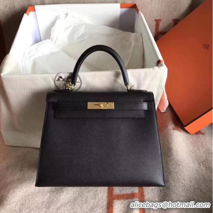 Wholesale Hermes Kelly 25cm Tote Bag Original Epsom Leather Bag KL25 Black