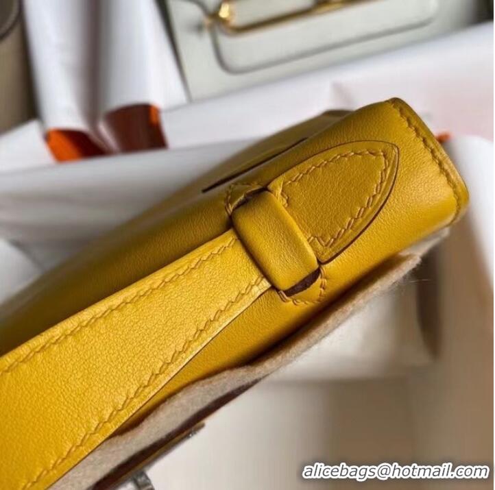 Discount Hermes Original swift Leather KEL2278 yellow&Silver-Tone Metal