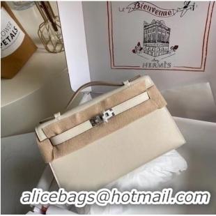 Original Cheap Hermes Original swift Leather KEL2278 white&Silver-Tone Metal