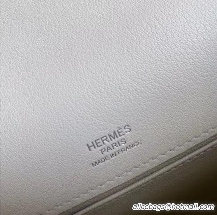 Original Cheap Hermes Original swift Leather KEL2278 white&Silver-Tone Metal