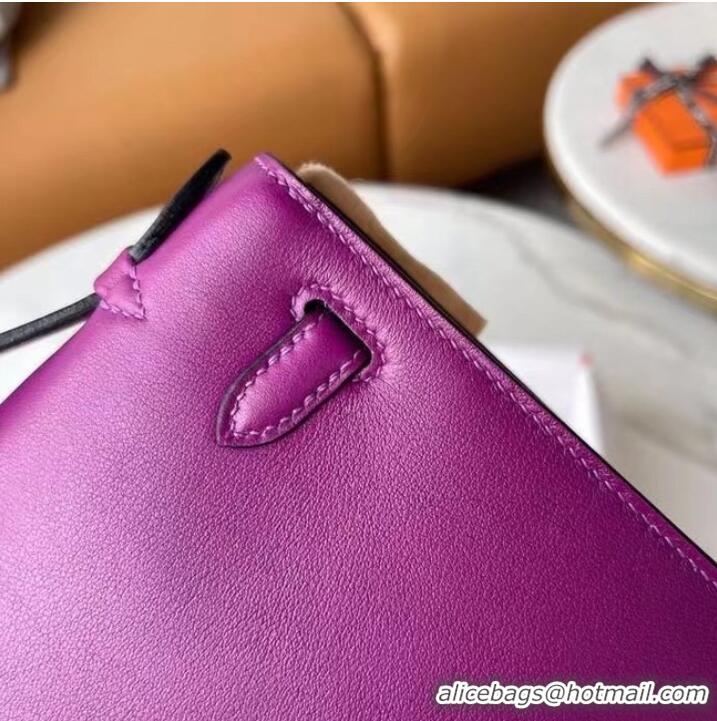 New Fashion Hermes Original swift Leather KEL2278 purple&gold-Tone Metal