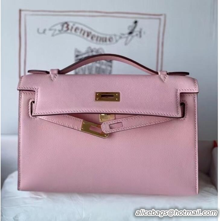 Best Price Hermes Original swift Leather KEL2278 pink&gold-Tone Metal