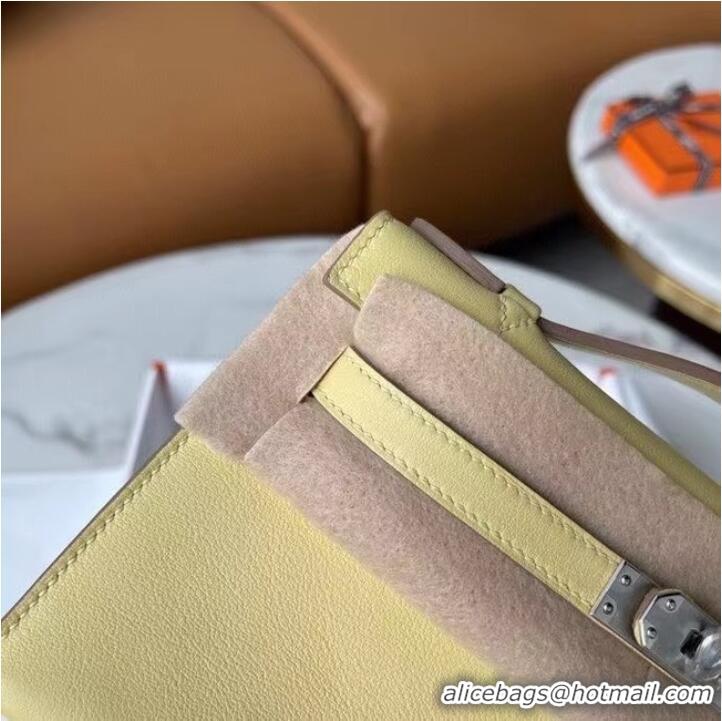 High Quality Hermes Original Epsom Leather KEL2278 Pearl White&Silver-Tone Metal