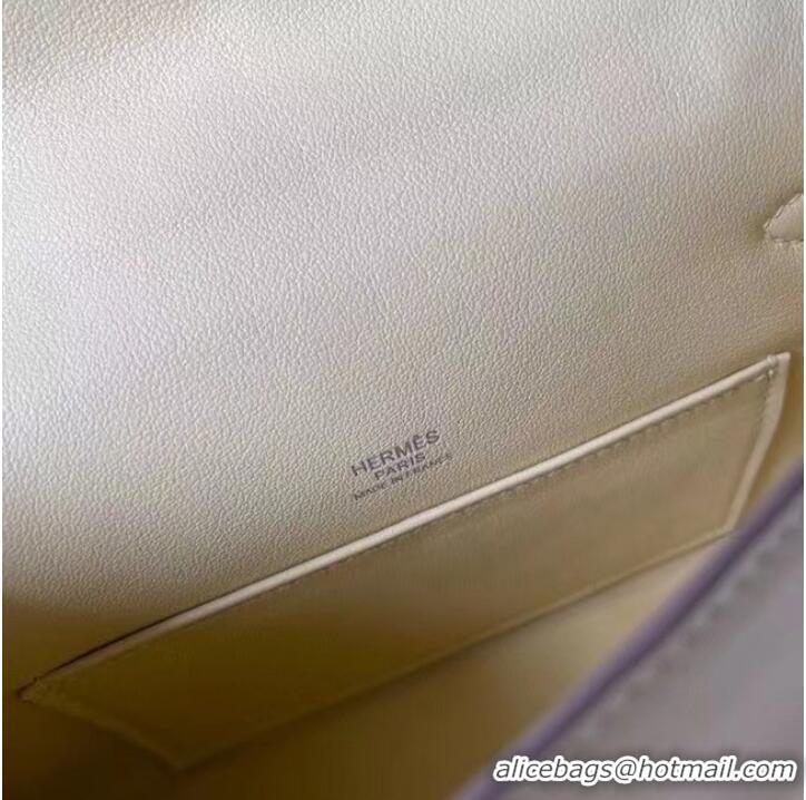 High Quality Hermes Original Epsom Leather KEL2278 Pearl White&Silver-Tone Metal