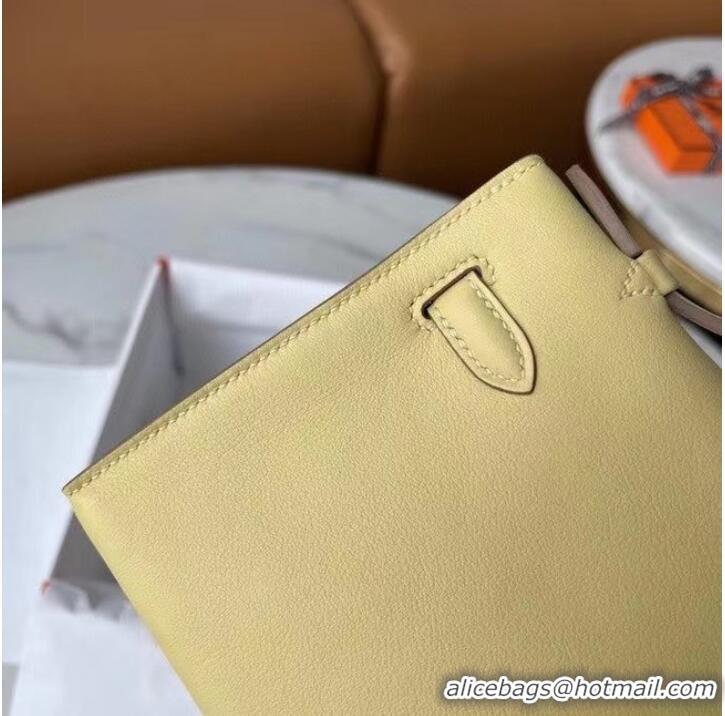 High Quality Hermes Original Epsom Leather KEL2278 Pearl White&Silver-Tone Metal