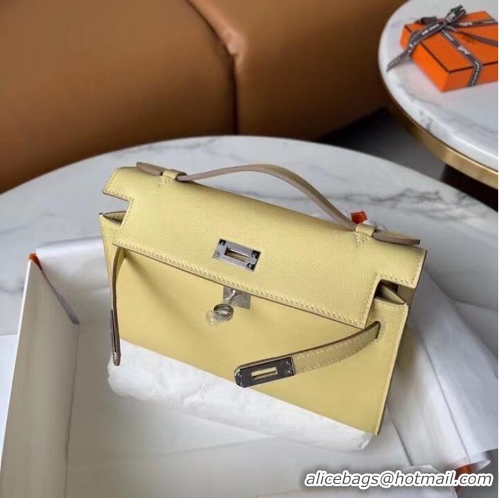 High Quality Hermes Original Epsom Leather KEL2278 Pearl White&Silver-Tone Metal