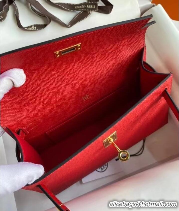 New Product Hermes Original Epsom Leather KEL2278 red&gold-Tone Metal