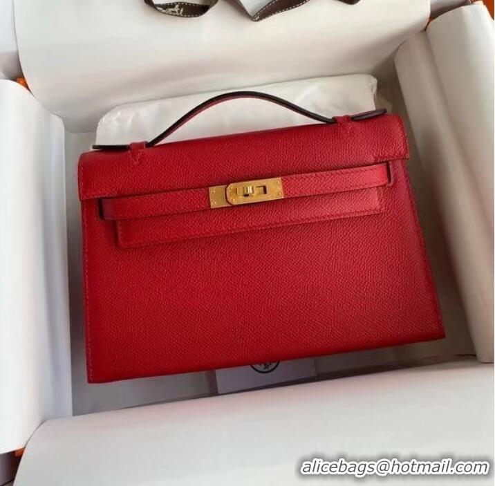 New Product Hermes Original Epsom Leather KEL2278 red&gold-Tone Metal