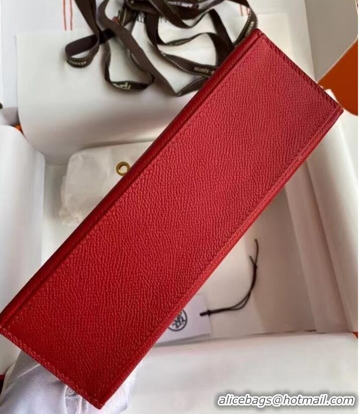 New Product Hermes Original Epsom Leather KEL2278 red&gold-Tone Metal