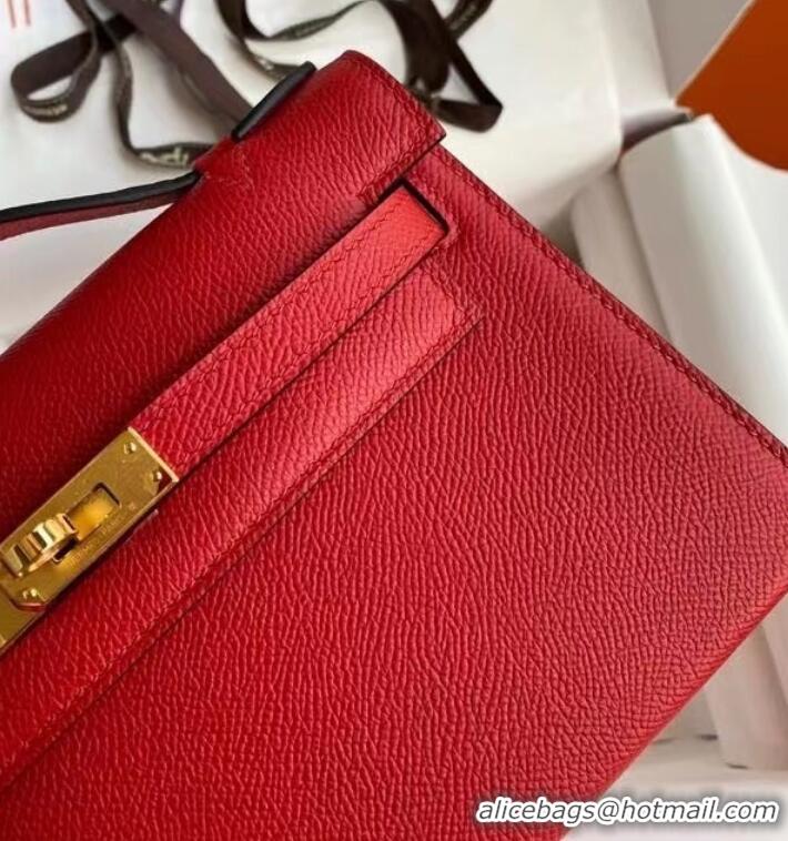 New Product Hermes Original Epsom Leather KEL2278 red&gold-Tone Metal