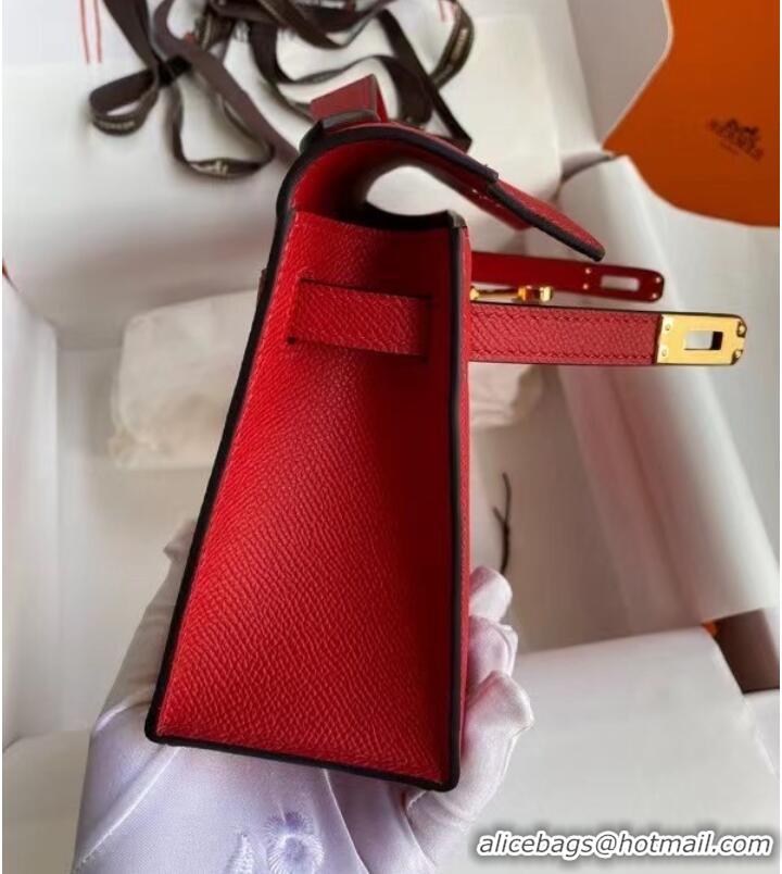 New Product Hermes Original Epsom Leather KEL2278 red&gold-Tone Metal